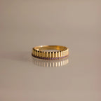 Ribbed Alexandrite Stack Ring Silver 18K Gold Plated