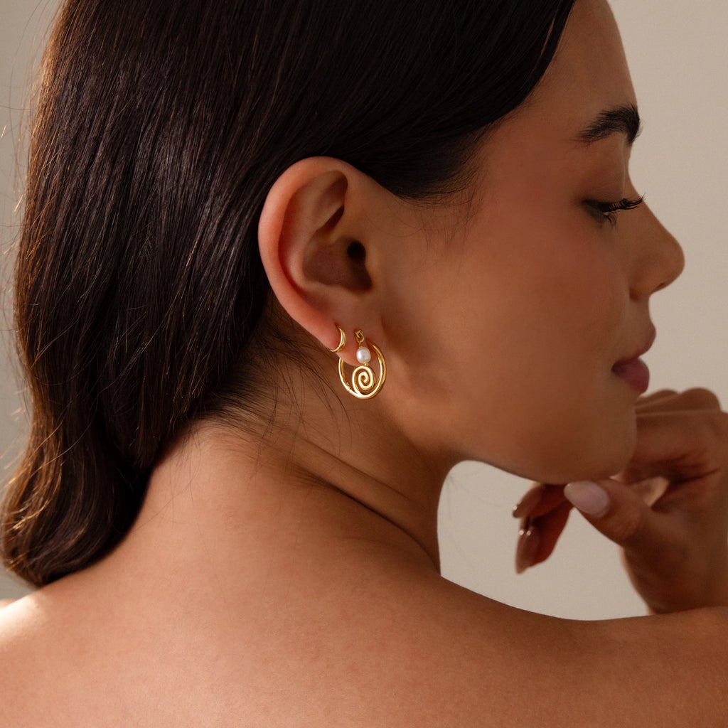 Spiral Swirl Hoops Silver 18K Gold Plated