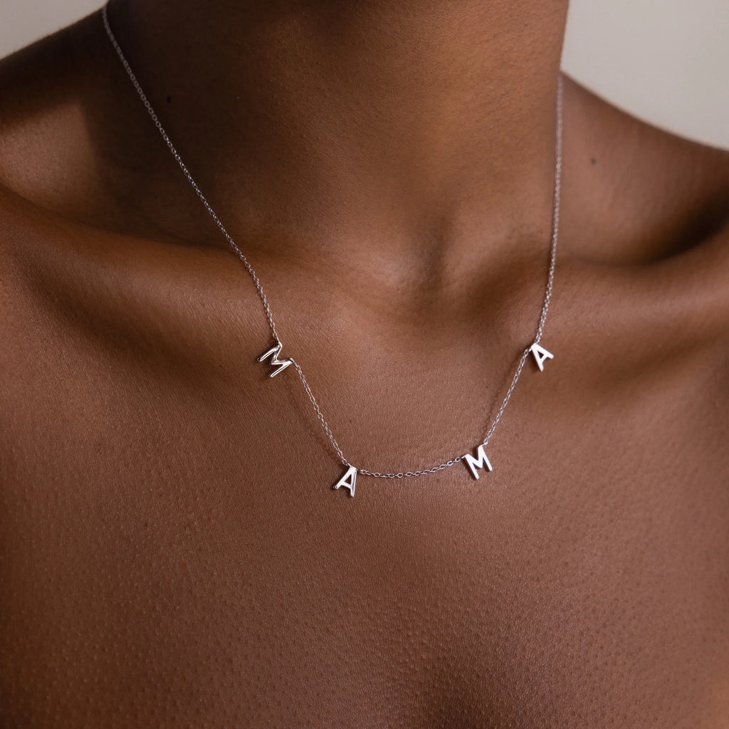 Mama Letter Necklace Silver 18K Gold Plated