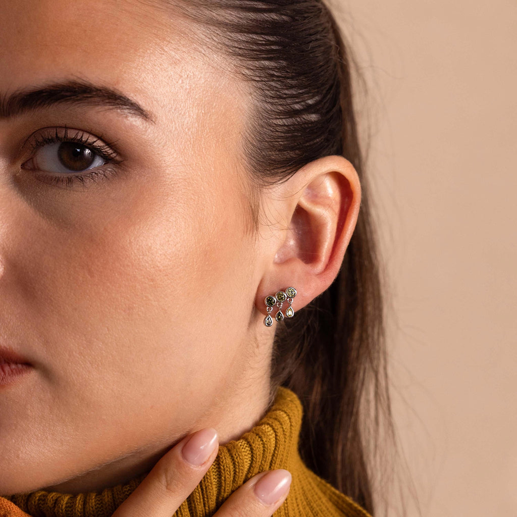 Peridot Raindrop Studs Silver 18K Gold Plated