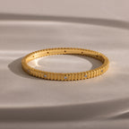 Ribbed Diamond Bangle Silver 18K Gold Plated