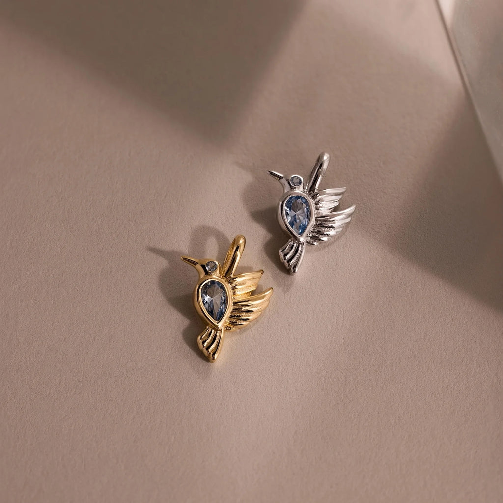 Hummingbird Charm Silver 18K Gold Plated