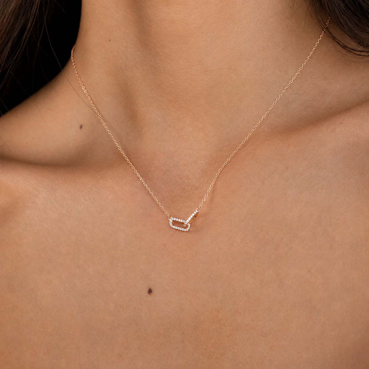 Pave Linked Pendant Necklace