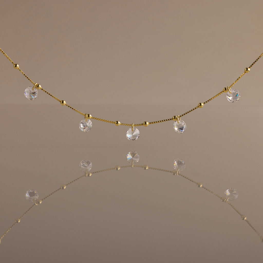Satellite Diamond Necklace Silver 18K Gold Plated