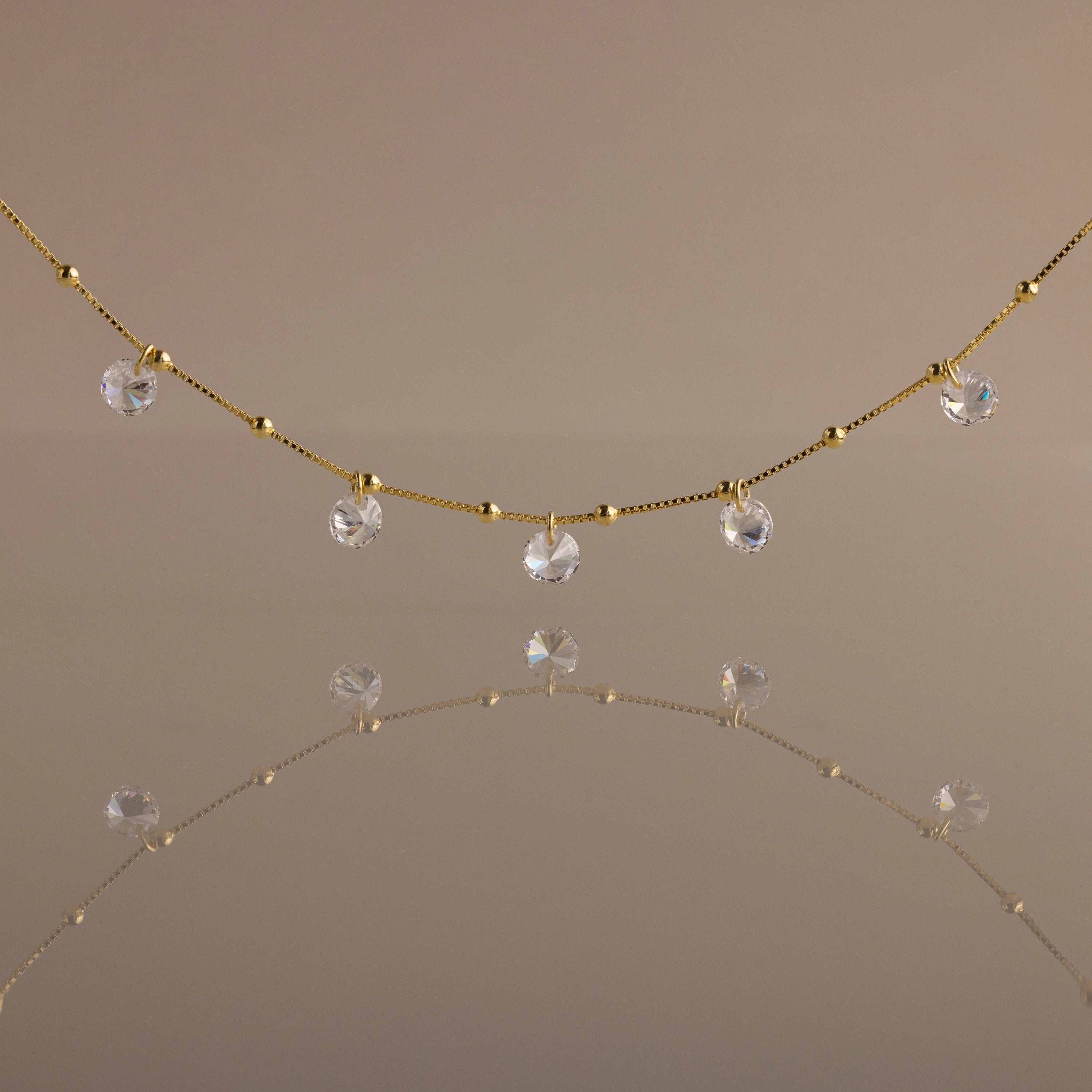 Satellite Diamond Necklace Silver 18K Gold Plated
