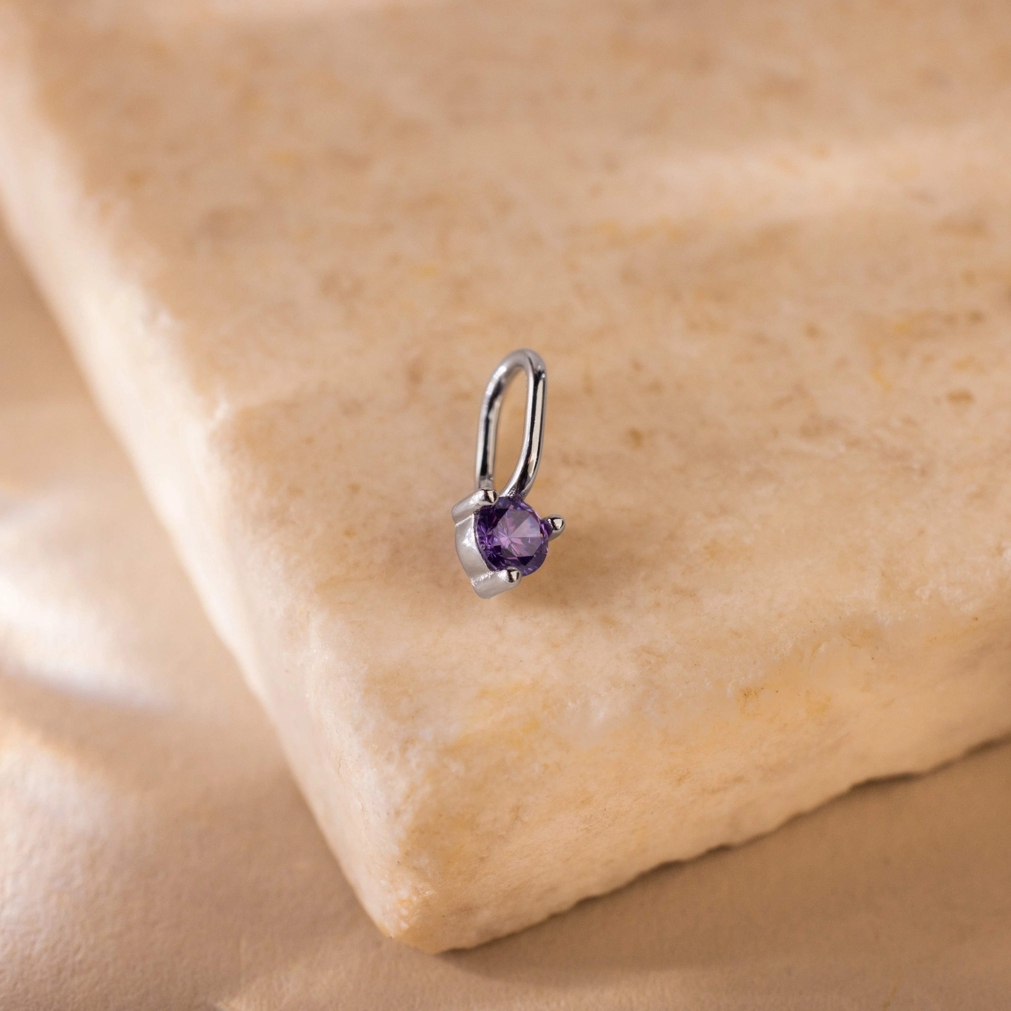 Dainty Amethyst Charm Silver 18K Gold Plated