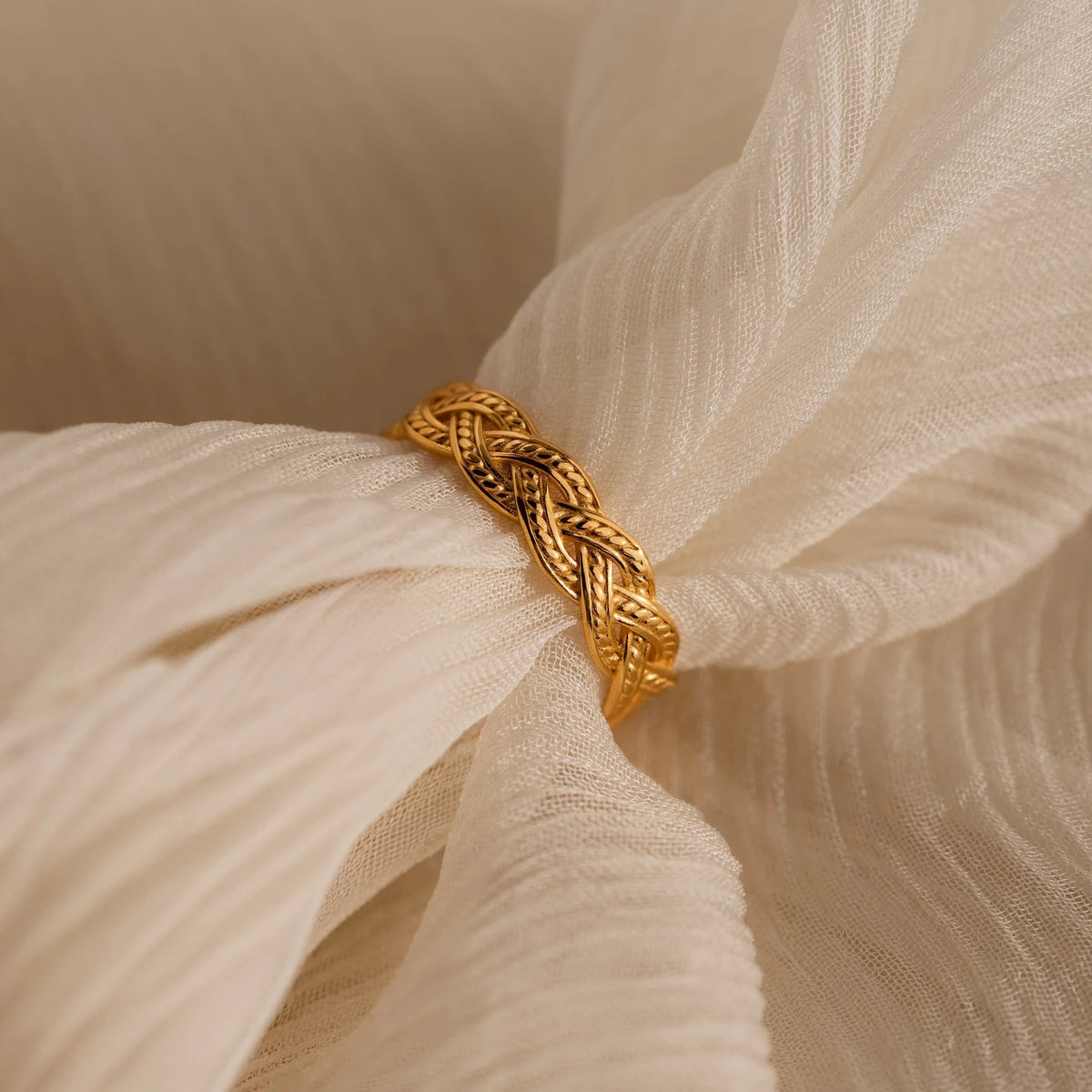 Woven Ring Silver 18K Gold Plated
