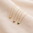 Emery Birthstone Necklace Silver 18K Gold Plated