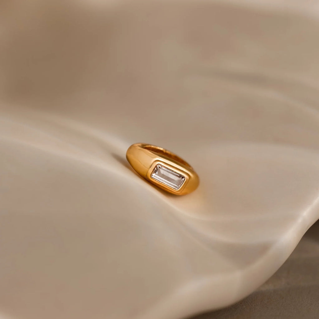 Baguette Diamond Spacer Charm Silver 18K Gold Plated