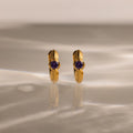 Amethyst Ribbed Huggies Silver 18K Gold Plated
