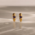 Amethyst Ribbed Huggies Silver 18K Gold Plated