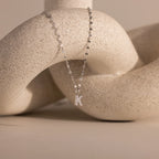 Dainty Pave Letter Necklace Silver 18K Gold Plated