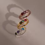 Vintage Multiple Birthstone Ring Silver 18K Gold Plated