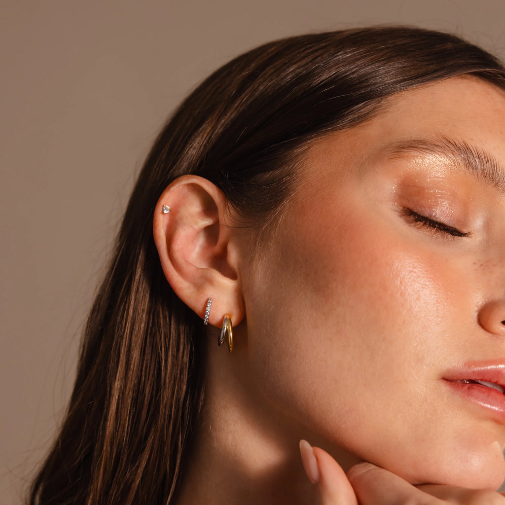Mixed Metal Duo Hoops Silver 18K Gold Plated