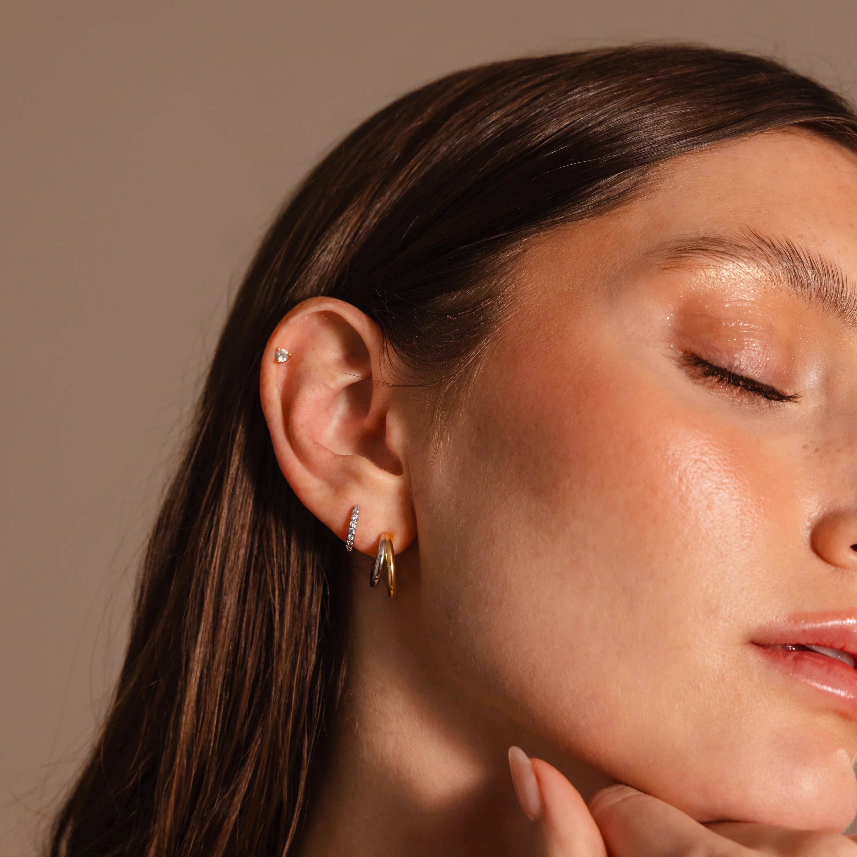 Mixed Metal Duo Hoops Silver 18K Gold Plated