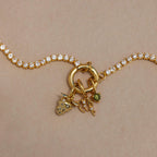 Diamond  Circle Clasp Necklace Silver 18K Gold Plated