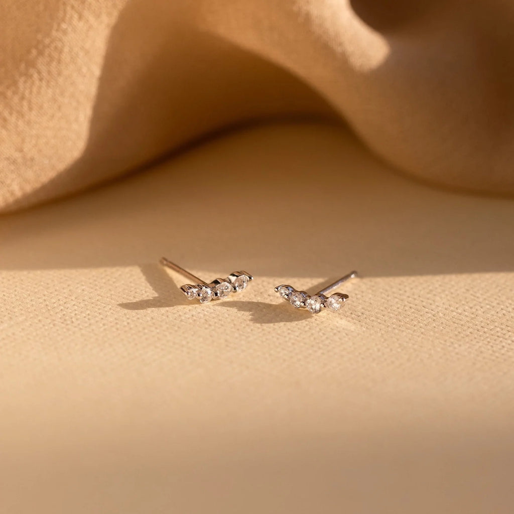 Tiny Diamond Climbers  Silver 18K Gold Plated