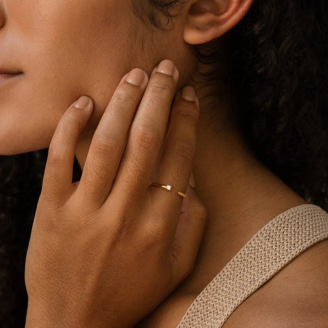 Cecilia Pave Ring Silver 18K Gold Plated