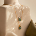 Jade Pendant Necklace Silver 18K Gold Plated