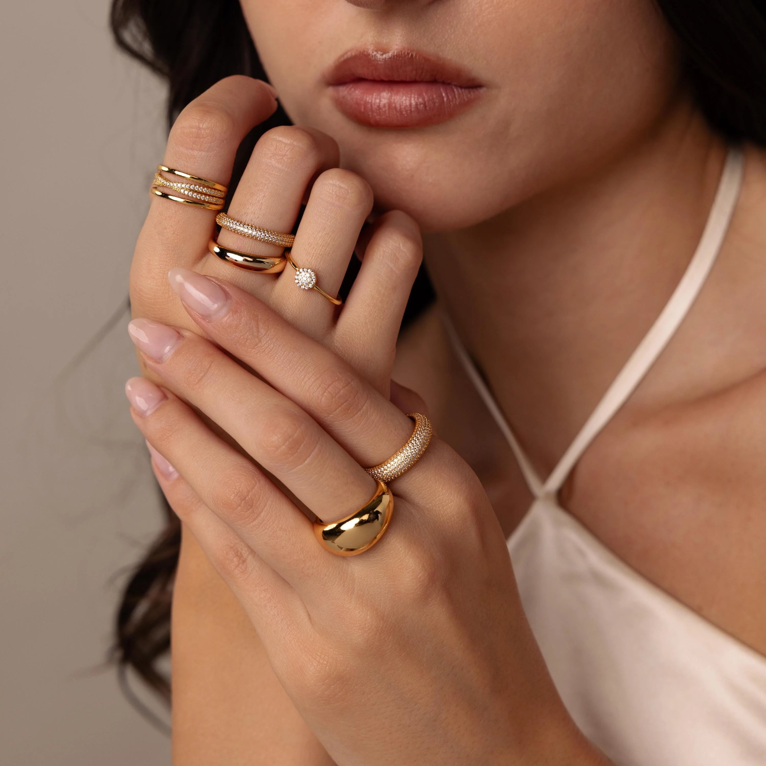 Bold Pave Stacking Ring Silver 18K Gold Plated