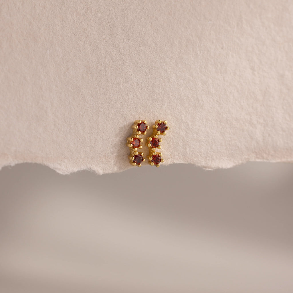 Birthstone Cluster Flatback Studs Silver 18K Gold Plated