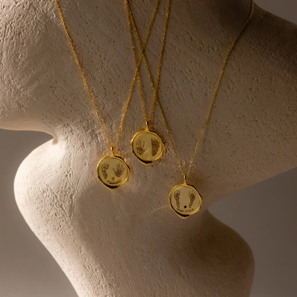 Baby Hand & Footprint Necklace Silver 18K Gold Plated