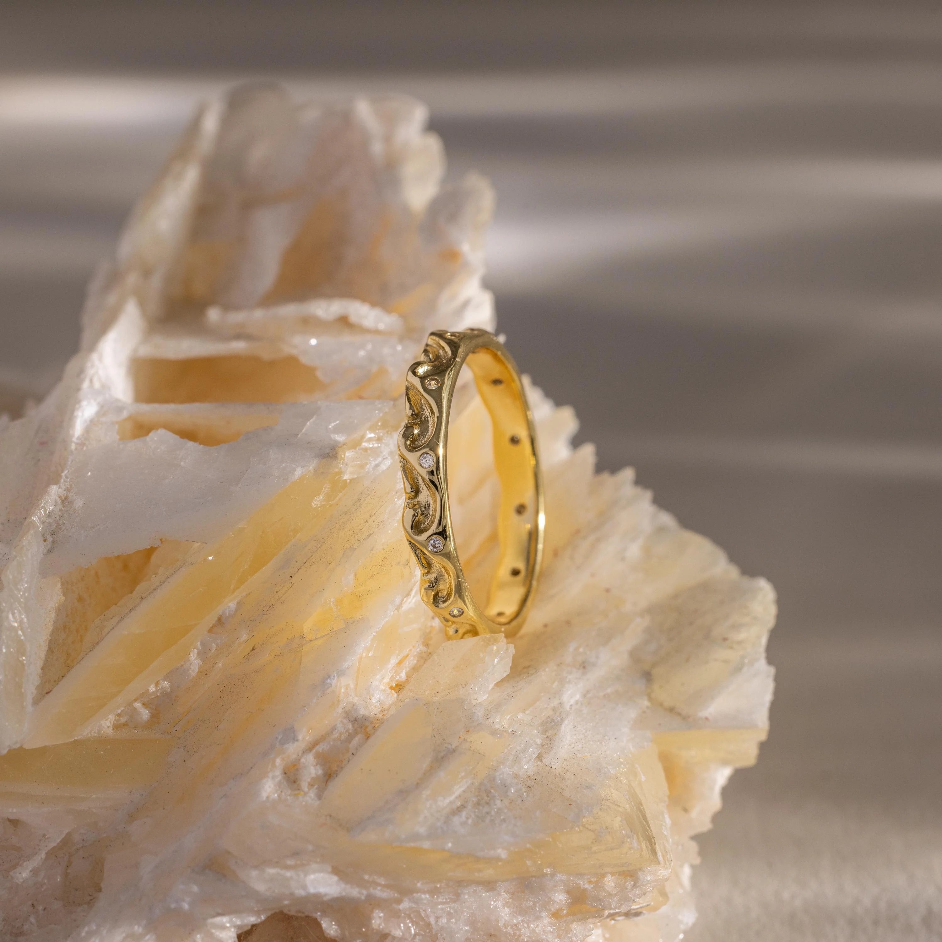 Diamond Wave Band Silver 18K Gold Plated