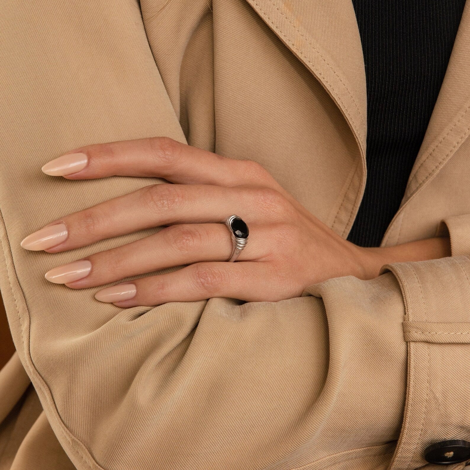 Dusk Signet Ring with Black Onyx Stone