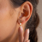 Opal & Diamond Drop Studs Silver 18K Gold Plated