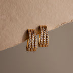 Diamond Pave Trio Hoops Silver 18K Gold Plated