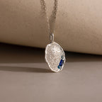 Organic Fingerprint Multi Birthstone Necklace  Silver 18K Gold Plated