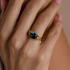 London Blue Signet Ring Silver 18K Gold Plated