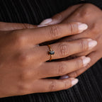 Black Onyx Emerald Ring Silver 18K Gold Plated