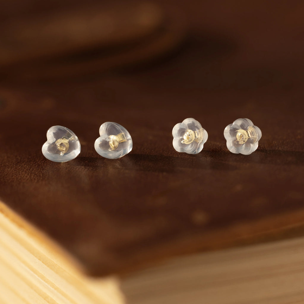 Heart & Flower Earring Backs  Silver 18K Gold Plated
