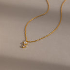 Diamond Pearl Drop Necklace Silver 18K Gold Plated