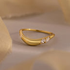 Organic Diamond Curve Ring Silver 18K Gold Plated