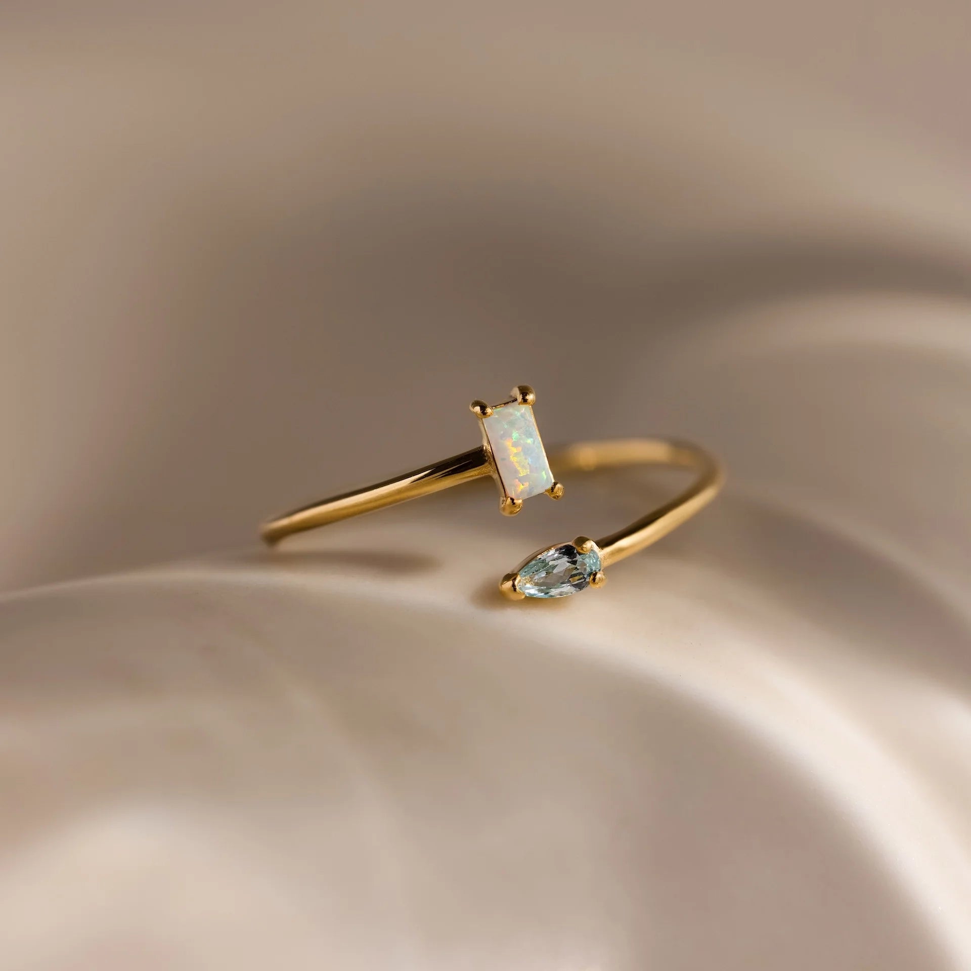 Toi et Moi Wrap Ring Silver 18K Gold Plated