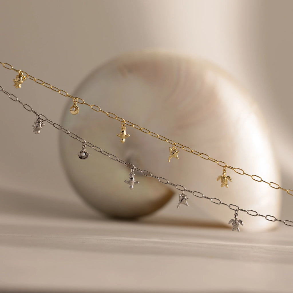 Seaside Charm Necklace Silver 18K Gold Plated