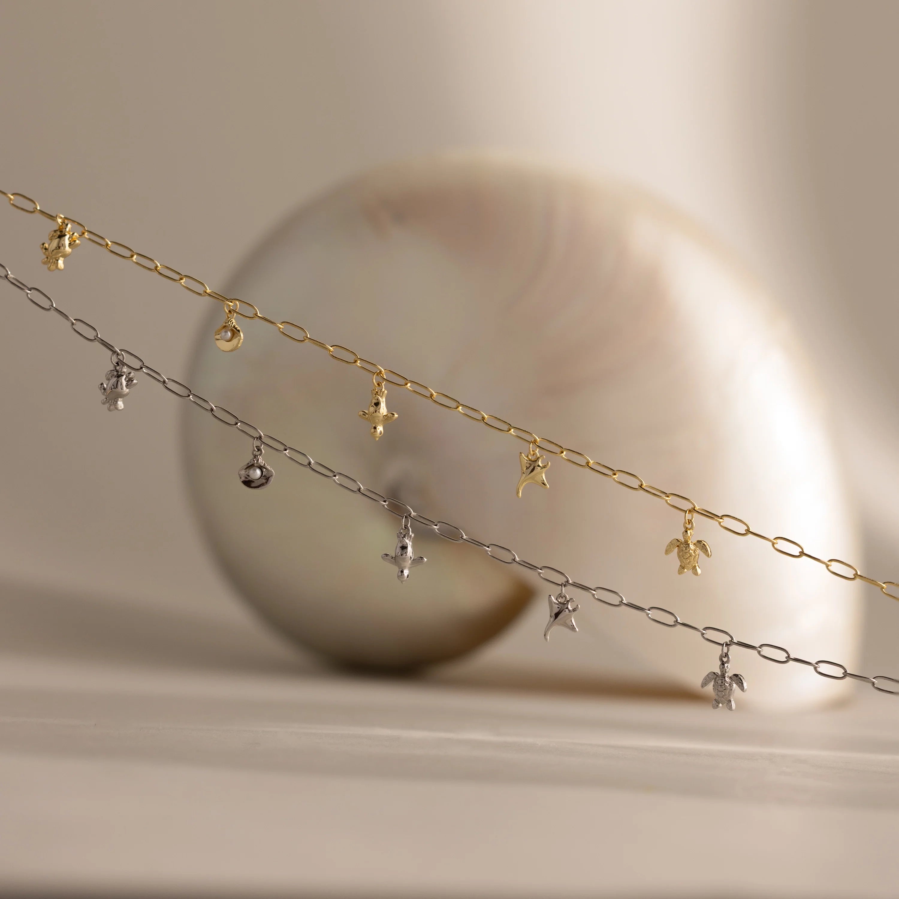 Seaside Charm Necklace Silver 18K Gold Plated