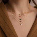 Custom Cut Birthstone Necklace Silver 18K Gold Plated