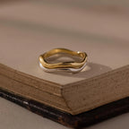 Mixed Metal Wave Ring Set Silver 18K Gold Plated