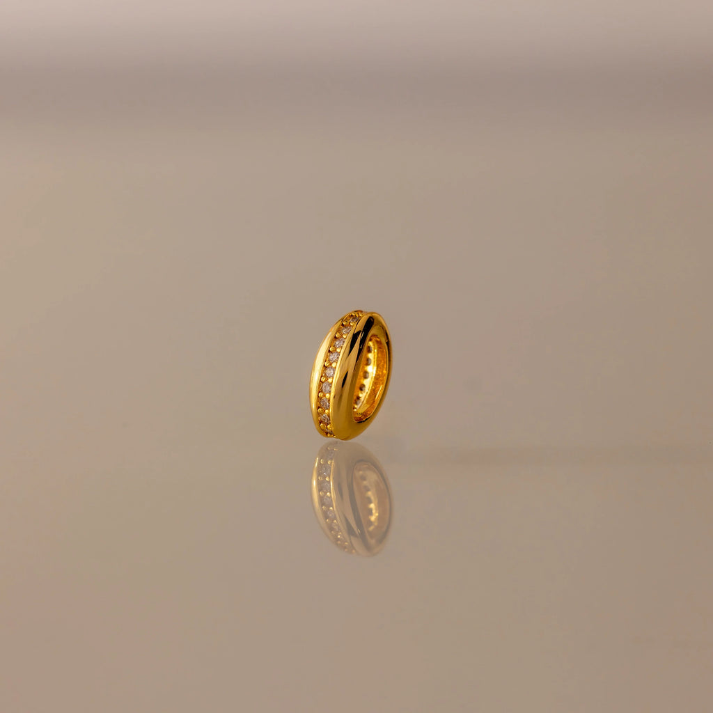 Diamond Pave Dome Spacer Charm Silver 18K Gold Plated