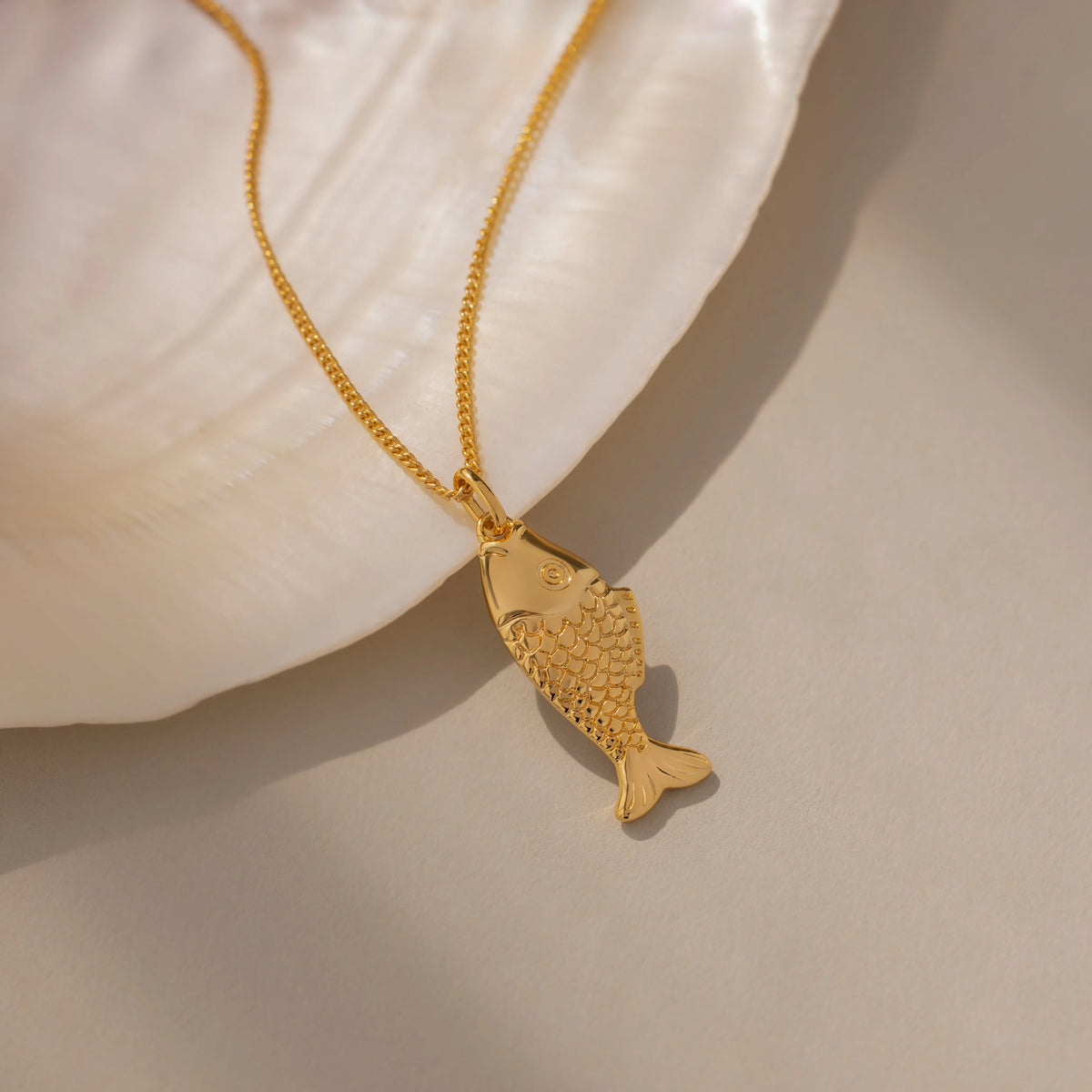Fish Charm Necklace Silver 18K Gold Plated