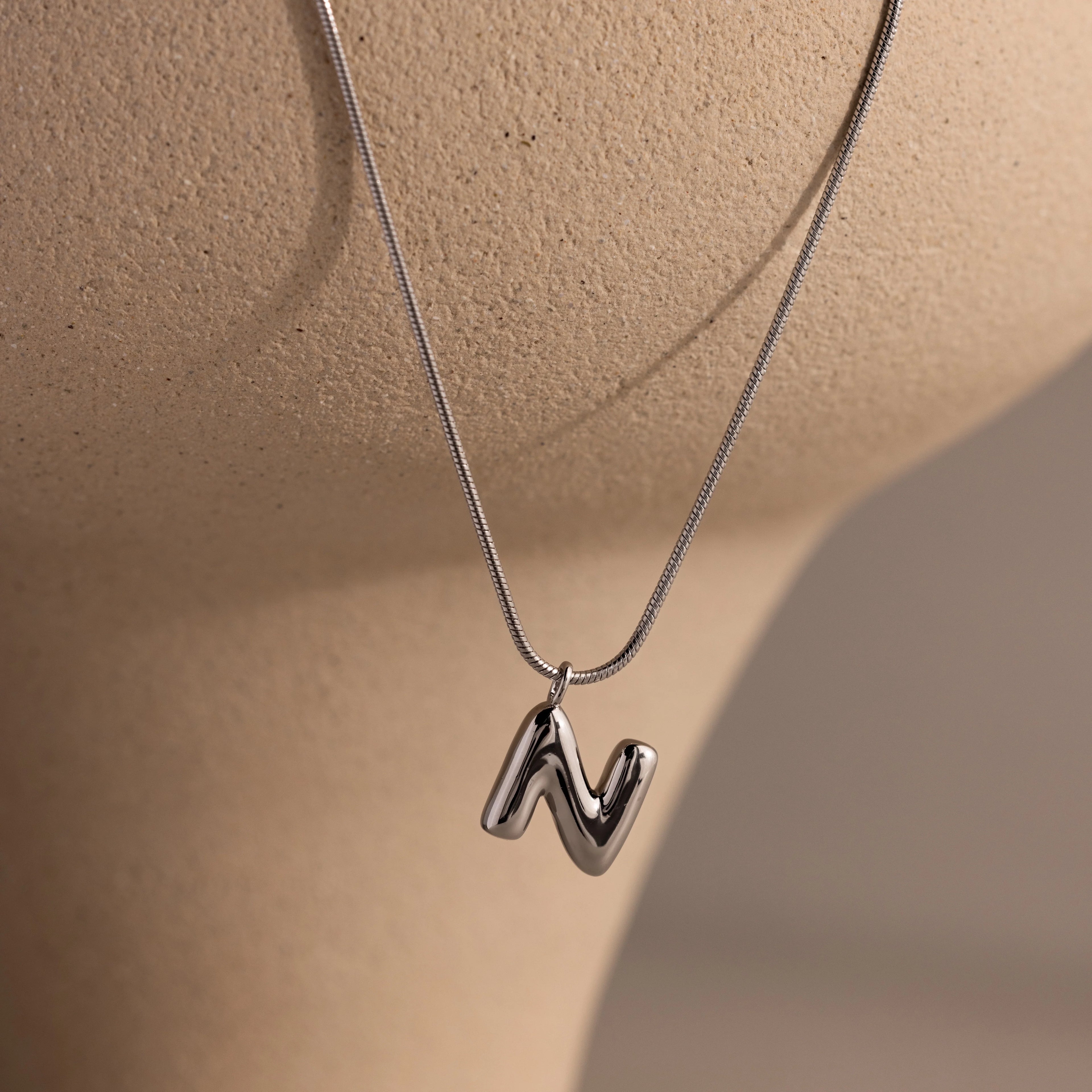 Bubble Letter Necklace Silver 18K Gold Plated
