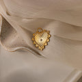Ribbed Diamond Heart Charm Silver 18K Gold Plated