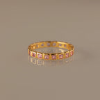 Pink Tourmaline Eternity Bezel Ring Silver 18K Gold Plated