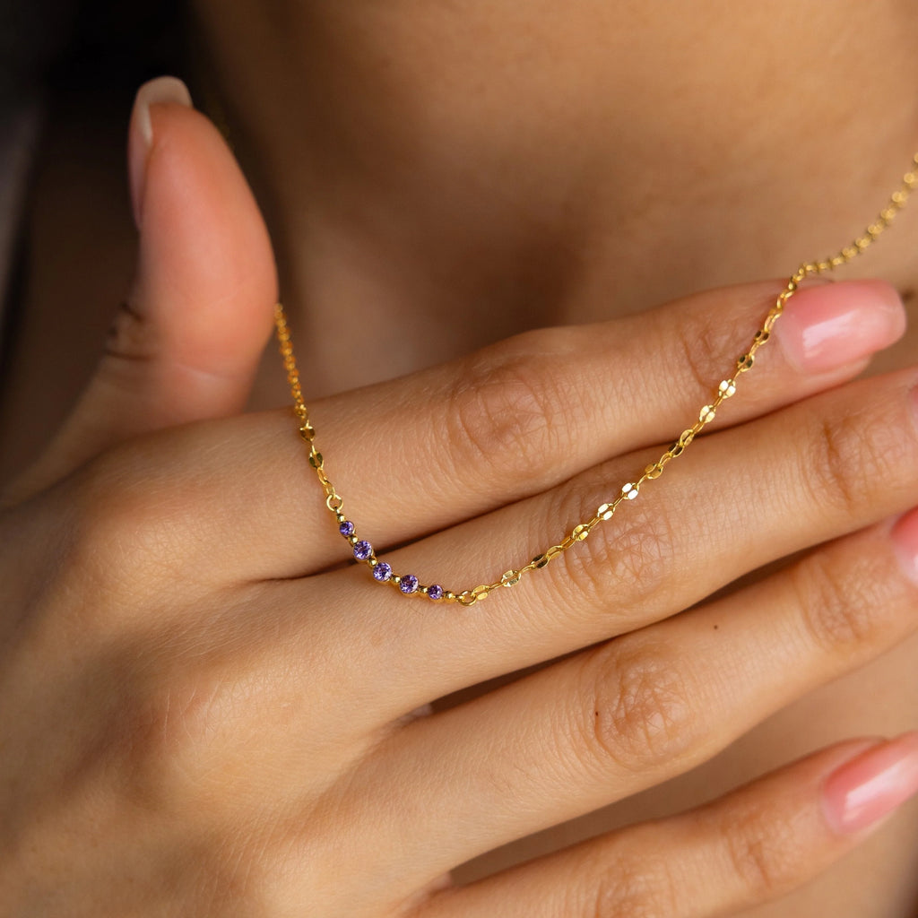 Lace Birthstone Necklace Silver 18K Gold Plated