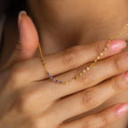 Lace Birthstone Necklace Silver 18K Gold Plated