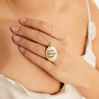 Oval Fingerprint Necklace Silver 18K Gold Plated