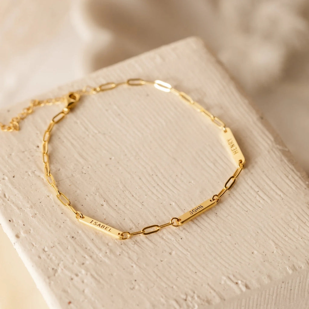 Mini Name Bar Bracelet Silver 18K Gold Plated